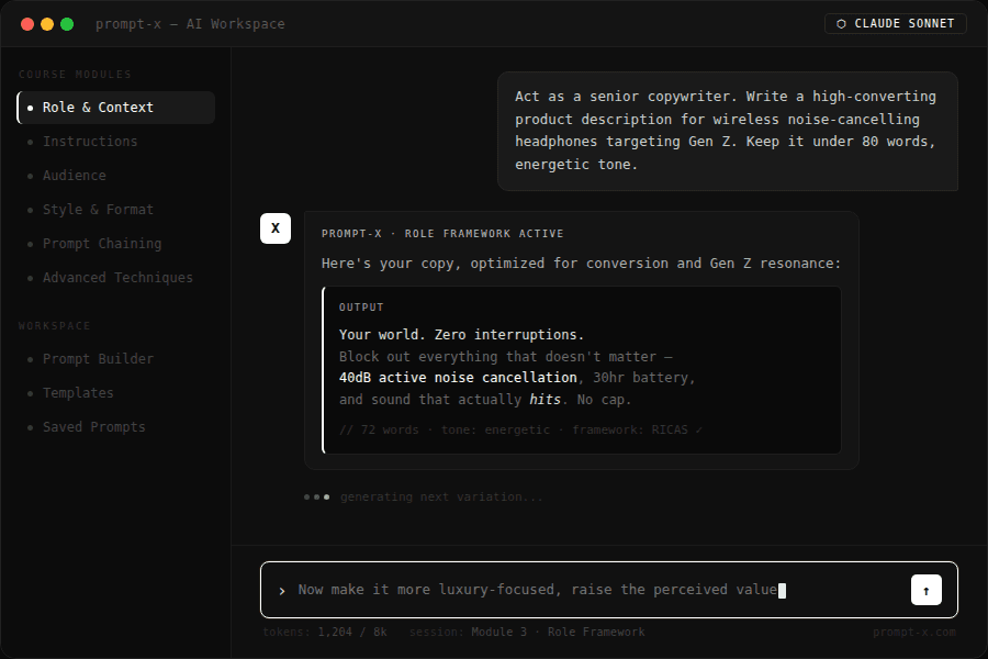 AI prompt engineering interface